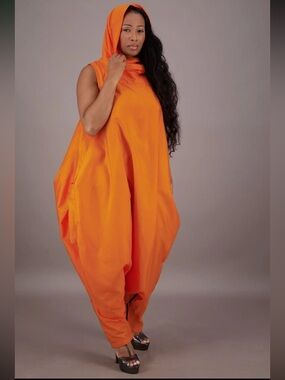 Advance Apparels Sleeveless Orange Flowing Jumpsuit